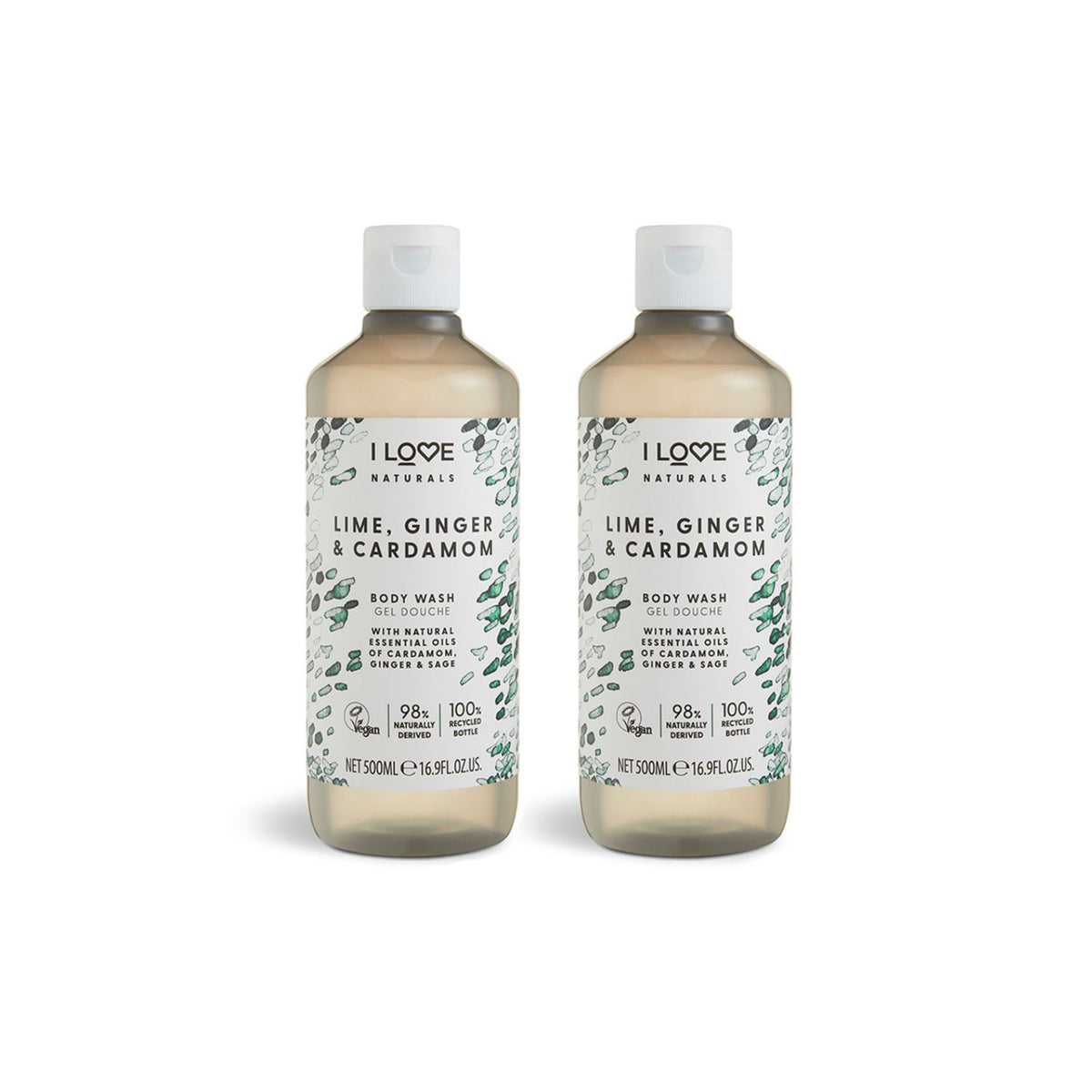 I Love Naturals Lime Ginger & Cardamom Body Wash 500ml Duo