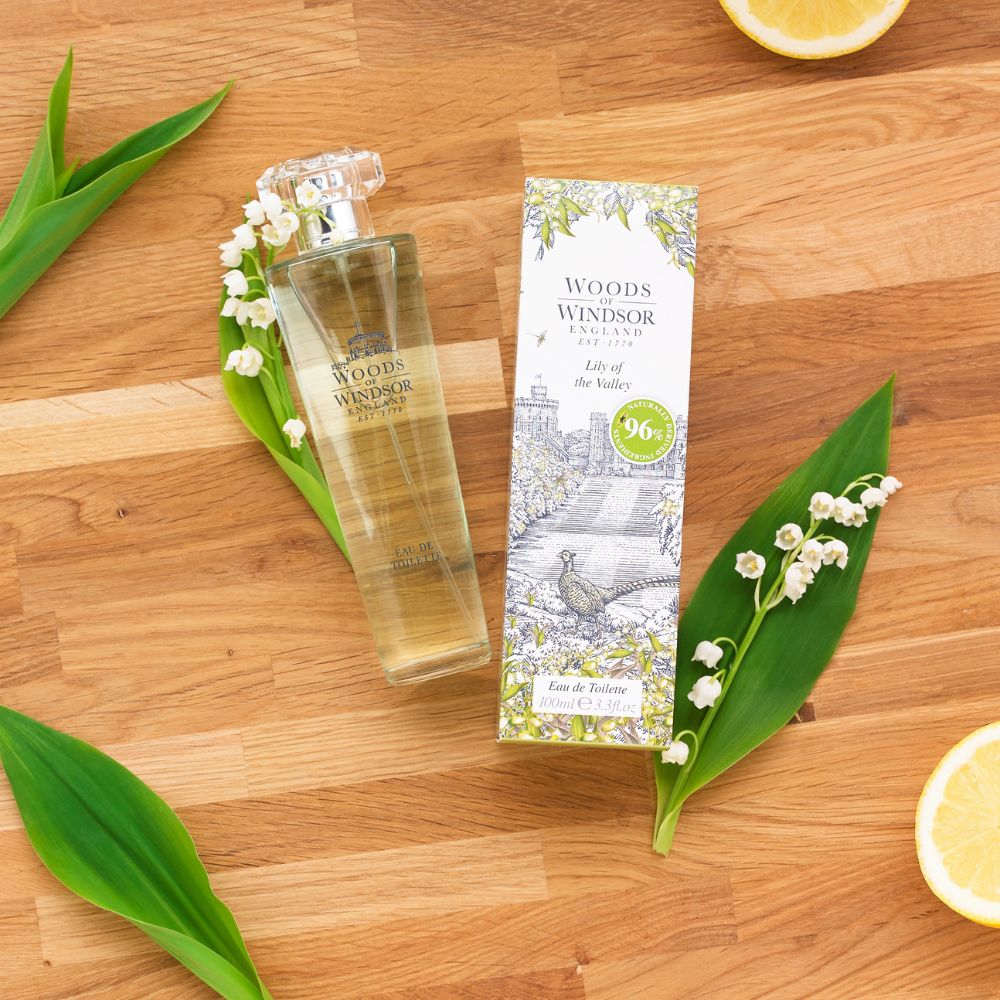 English perfume being featured in this flatlay.