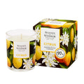 Citrus scented candle with box.