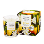 Citrus scented candle with box.