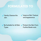 Infographic of main features for the cleansing water.