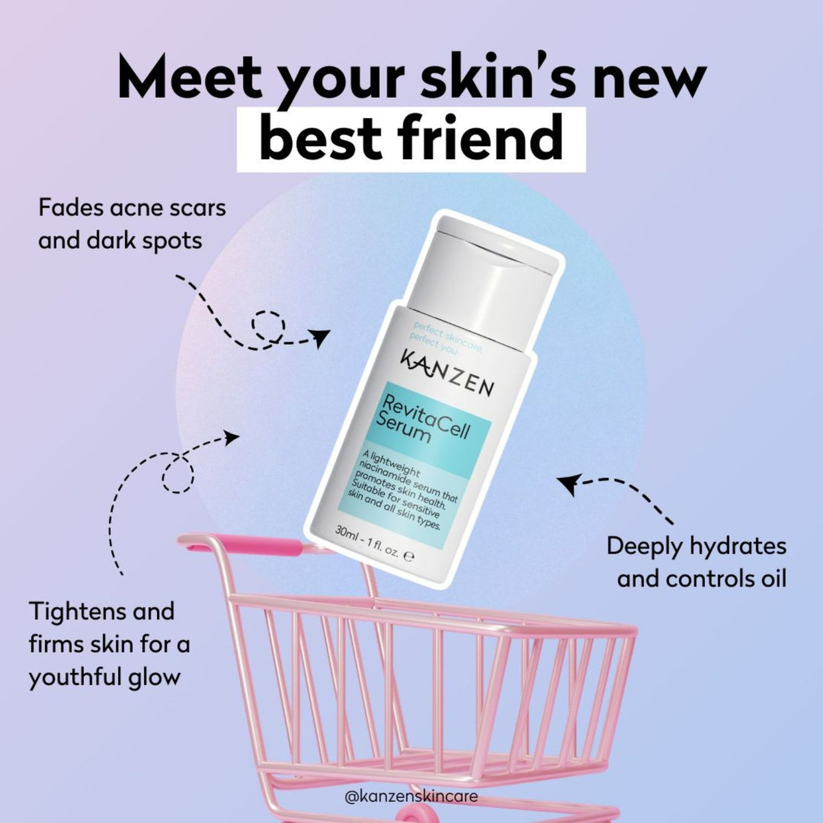 Infographic with niacinamide main features.