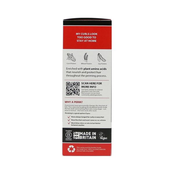 A tall rectangular product box shown upright on a plain white background. The box is primarily white with bold red sections at the top and bottom, plus a black band near the top and a black section at the bottom containing text and logos.