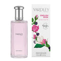 Clear perfume bottle with pink liquid and it's box.