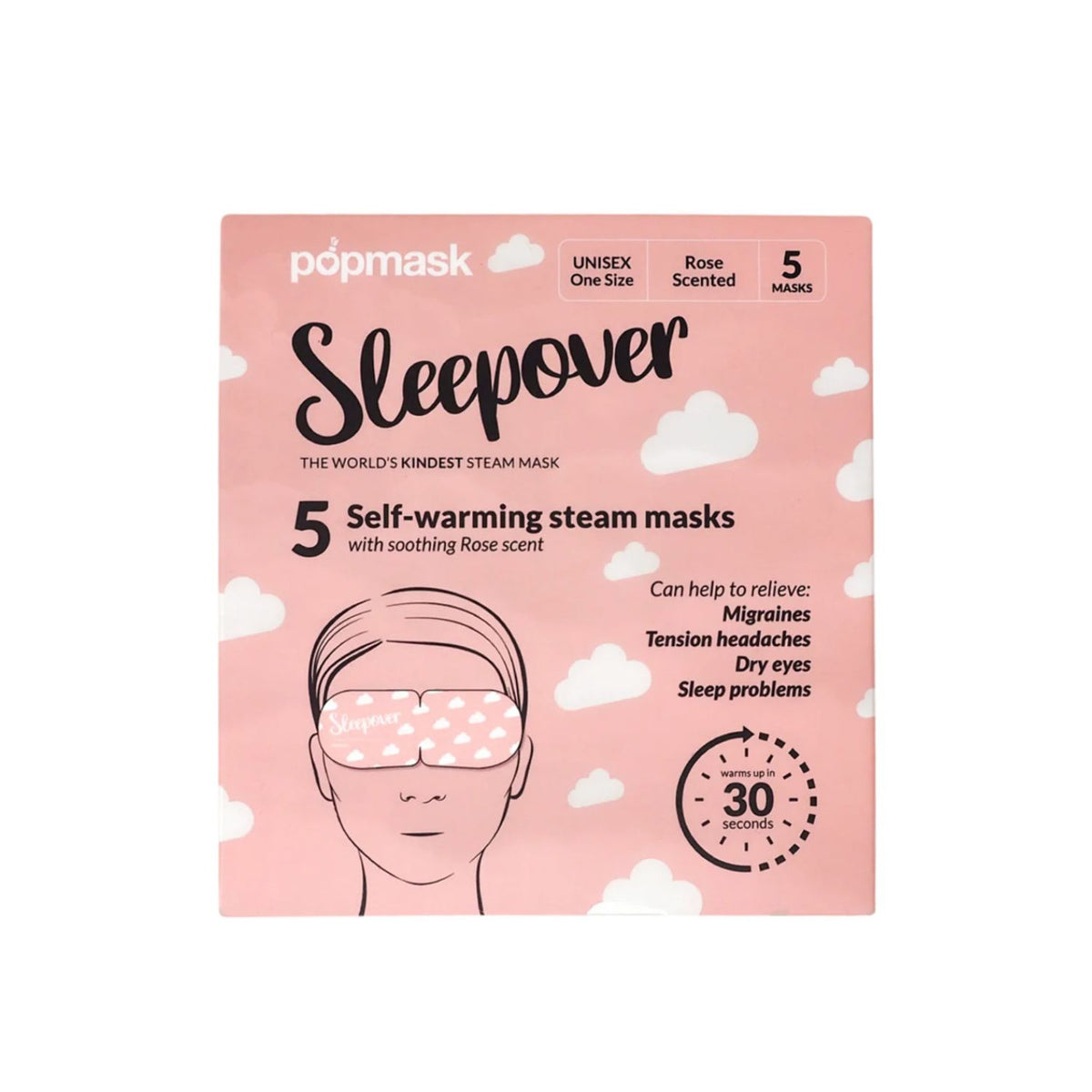 Popmask Sleepover Self-Heating Rose Scented - 5 Eye Masks