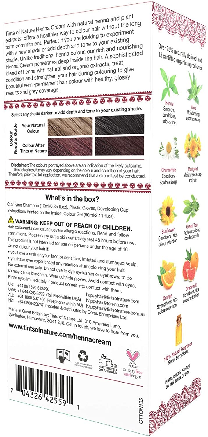 Tints of Nature Henna Cream Semi-Permanent Hair Colour - Burgundy