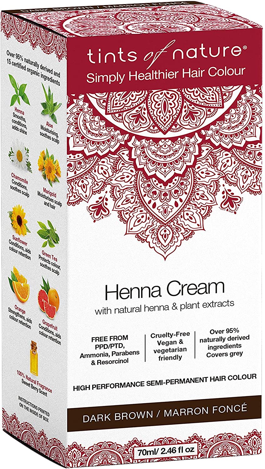 Tints of Nature Henna Cream Semi-Permanent Hair Colour - Dark Brown