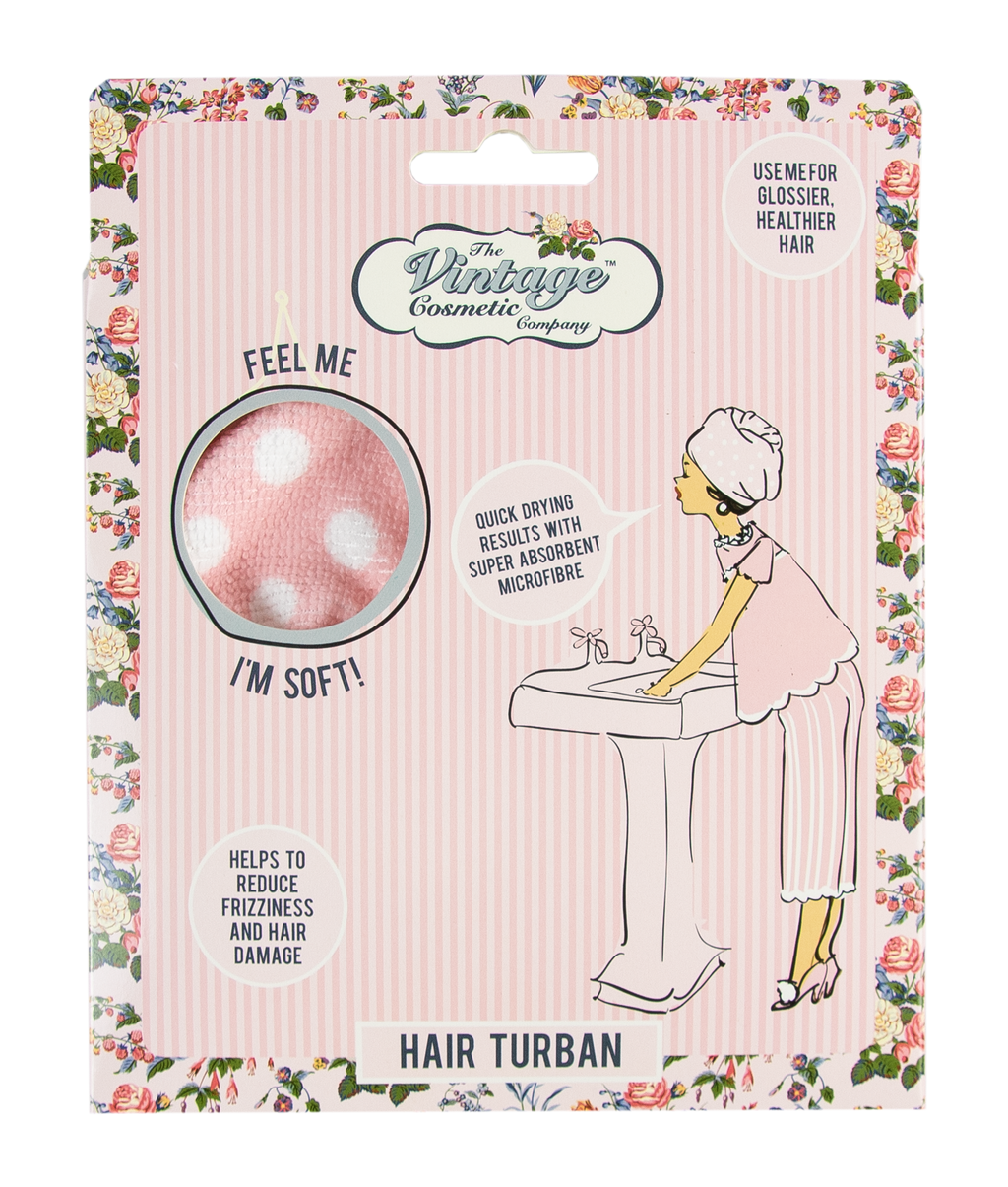 The Vintage Cosmetic Company Hair Turban - Pink Polka Dot