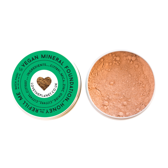 Love the Planet Vegan Mineral Foundation - Honey 10g Refillable Tin