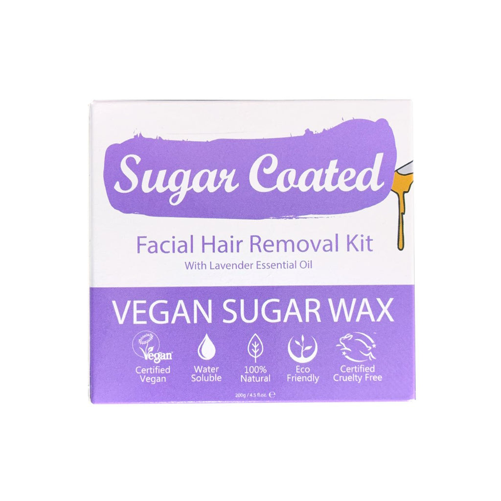 Sugar Coated Facial Hair Removal Kit Vegan Sugar Wax 200g