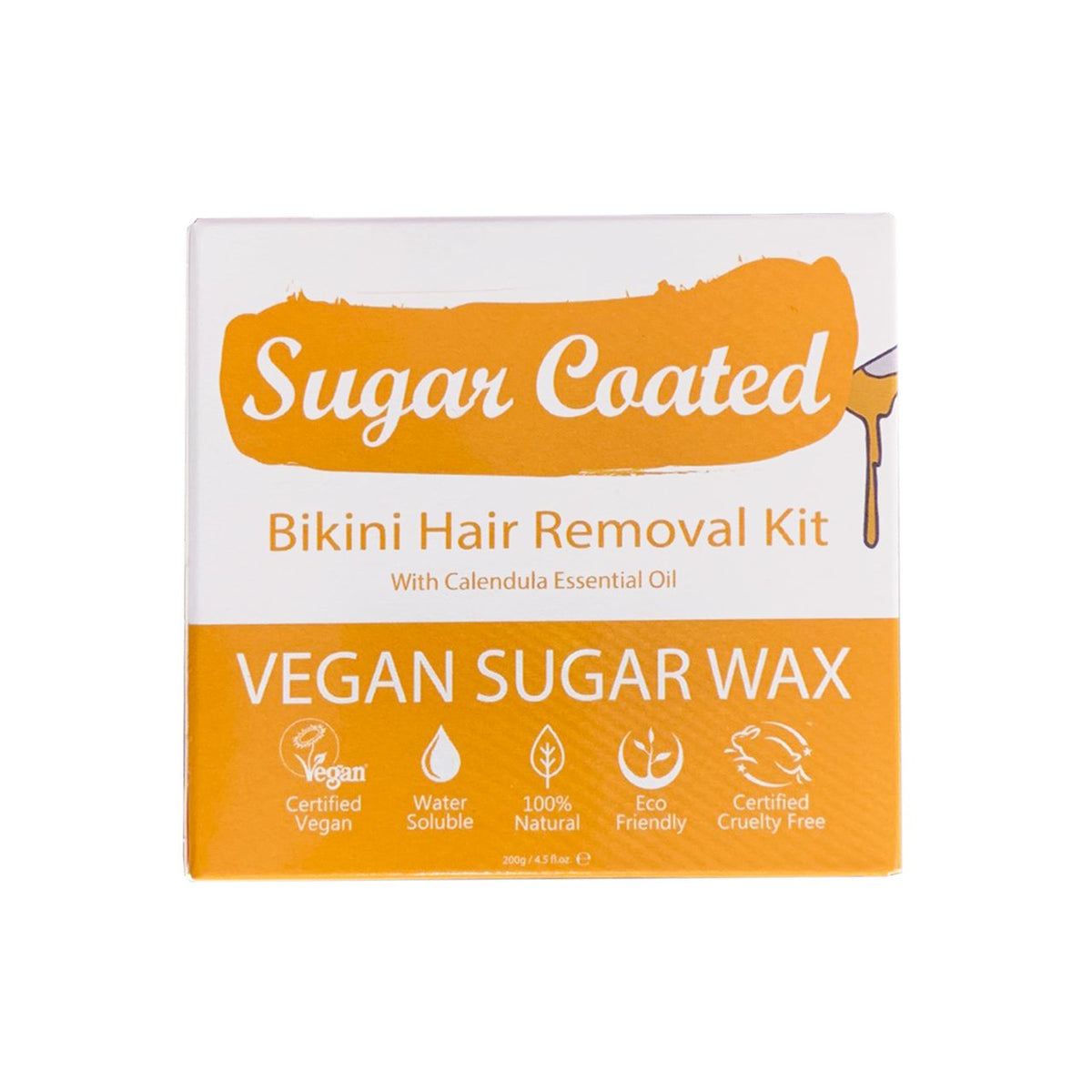 Sugar Coated Bikini Hair Removal Kit Vegan Sugar Wax 200g
