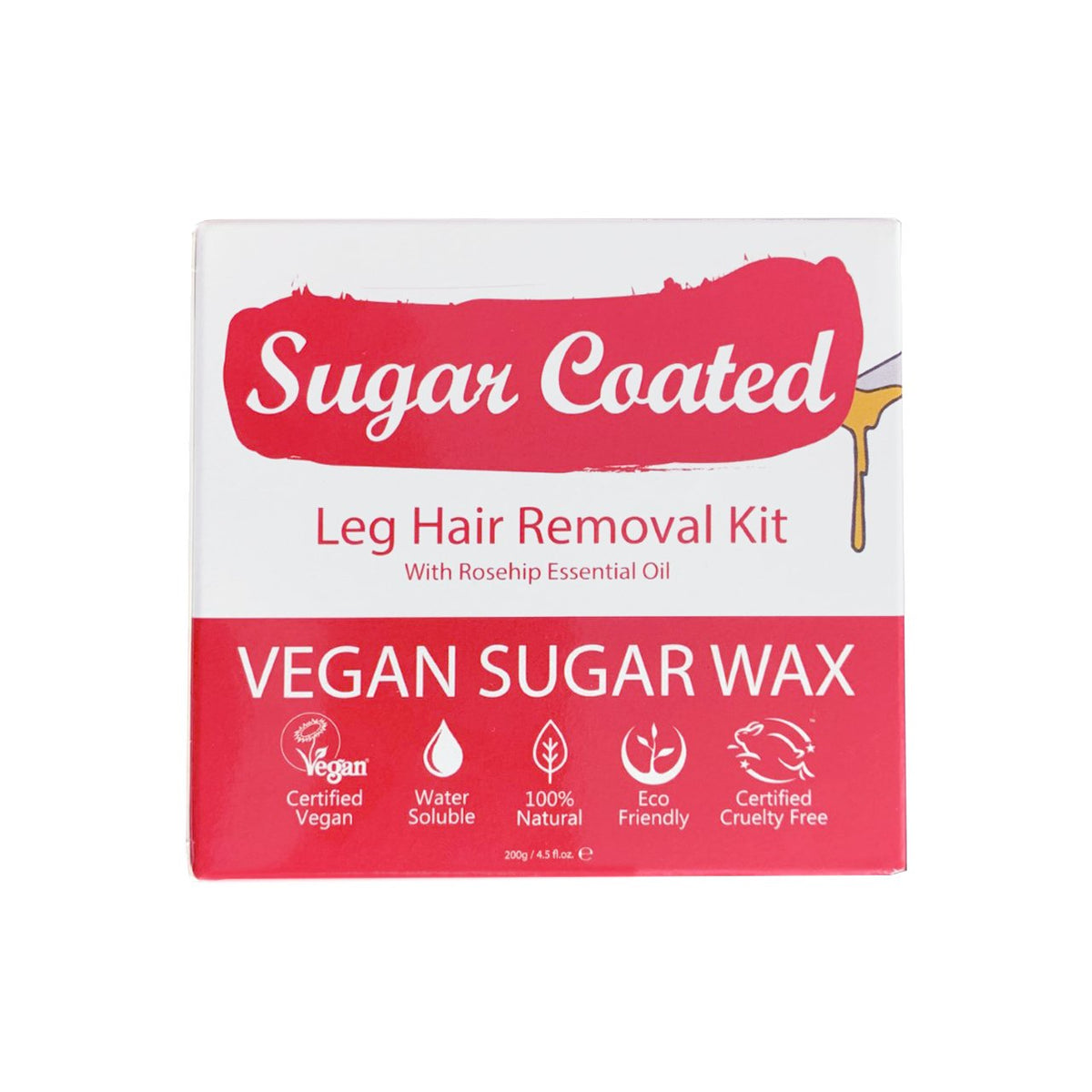 Sugar Coated Leg Hair Removal Kit Vegan Sugar Wax 200g