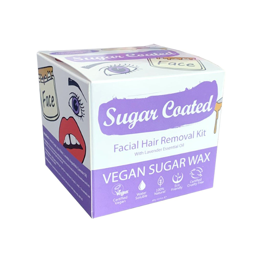 Sugar Coated Facial Hair Removal Kit Vegan Sugar Wax 200g