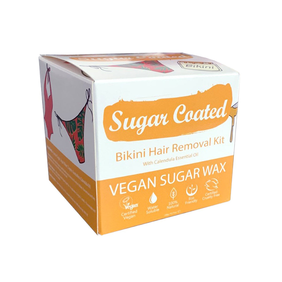 Sugar Coated Bikini Hair Removal Kit Vegan Sugar Wax 200g